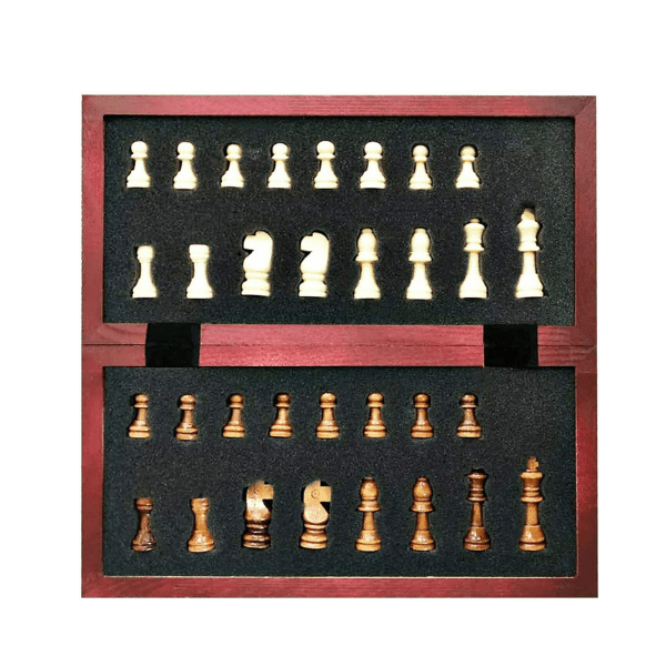 Wooden Chess Set Board Wood Chess Pieces - Portable Chessboard, Wood Board Chess Set Indoor Games - Tophatter Daily Deals