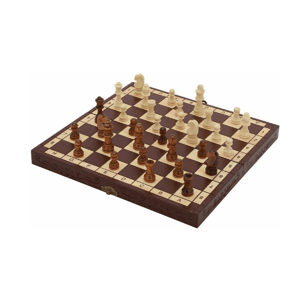 Wooden Chess Set Board Wood Chess Pieces - Portable Chessboard, Wood Board Chess Set Indoor Games - Tophatter Daily Deals