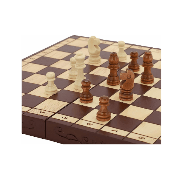 Wooden Chess Set Board Wood Chess Pieces - Portable Chessboard, Wood Board Chess Set Indoor Games - Tophatter Daily Deals