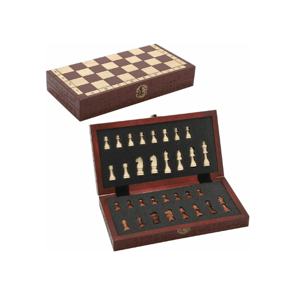 Wooden Chess Set Board Wood Chess Pieces - Portable Chessboard, Wood Board Chess Set Indoor Games - Tophatter Daily Deals