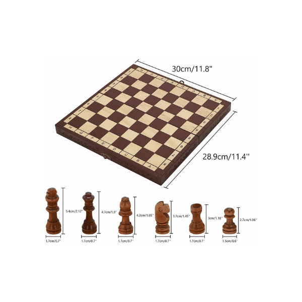 Wooden Chess Set Board Wood Chess Pieces - Portable Chessboard, Wood Board Chess Set Indoor Games - Tophatter Daily Deals