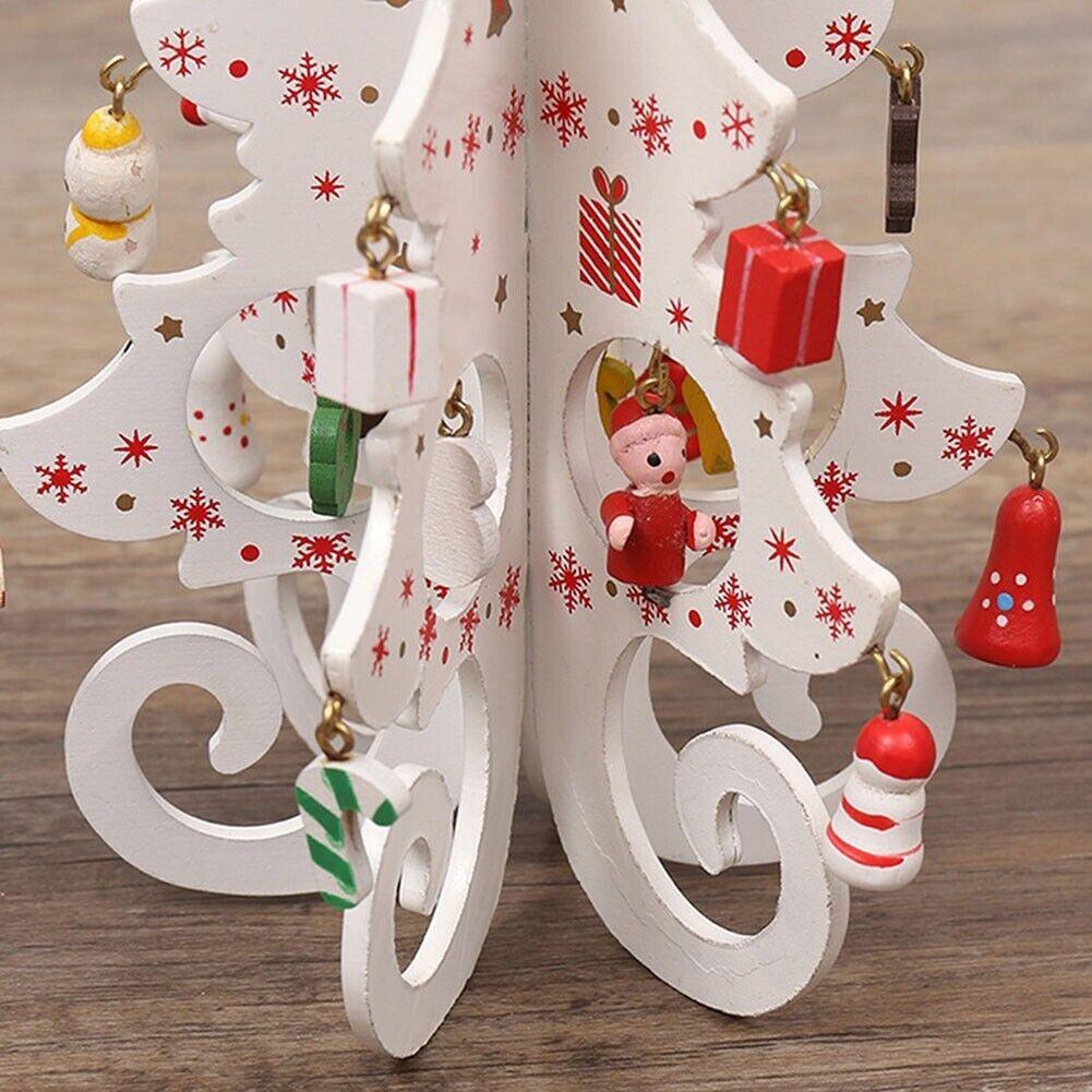 Wooden Christmas Trees UK - Christmas Festive Decoration Wooden Xmas Tree Ornaments Table Top Decor Festive & Franchise - Tophatter Daily Deals