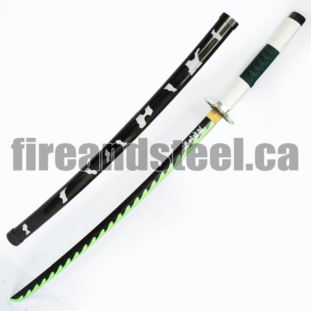 Sanemi Shinazugawa's Green Nichirin Katana (Wood) Anime Sword - Tophatter Daily Deals
