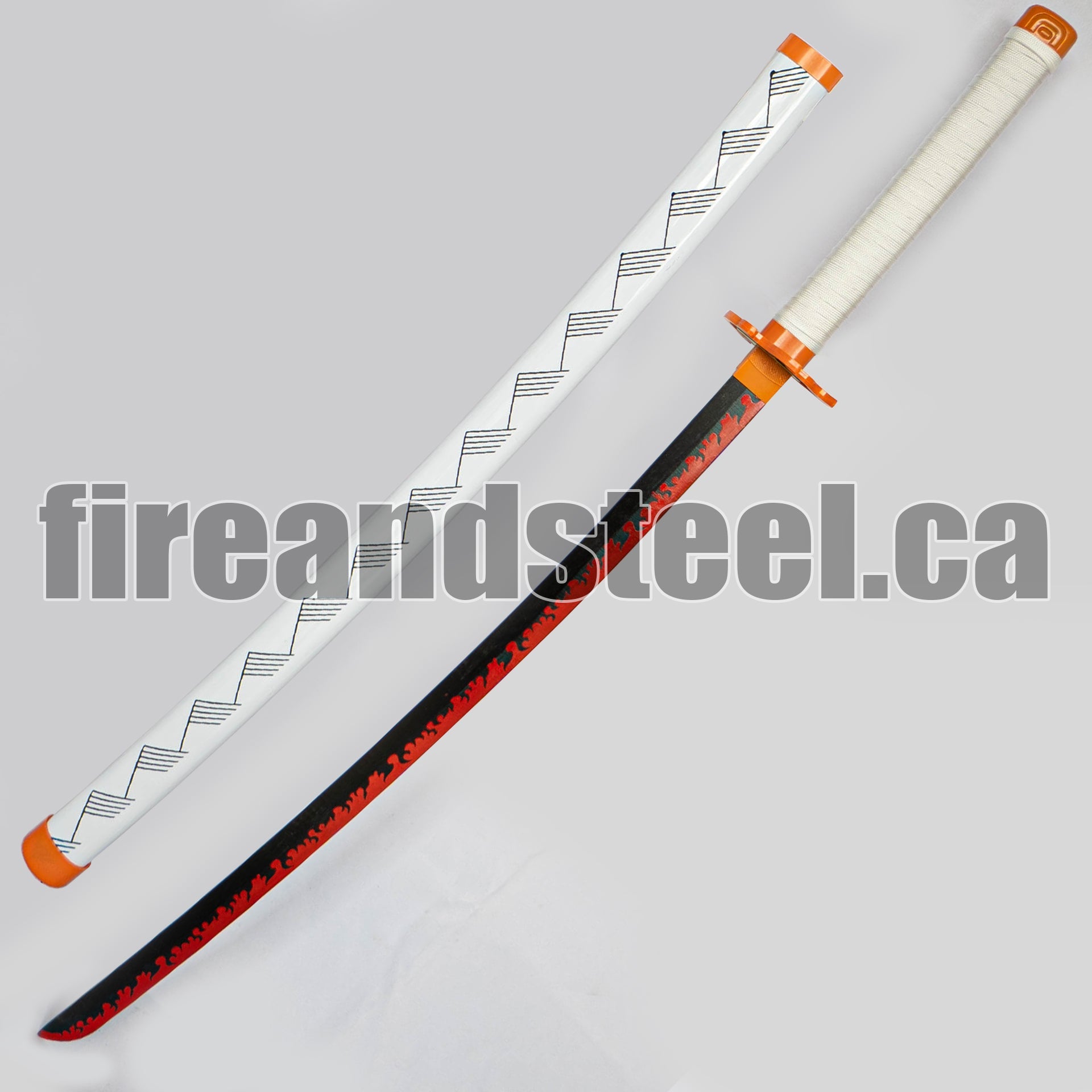 Kyojuro Rengoku's Red Nichirin Katana (Wood) Anime Sword - Tophatter Daily Deals