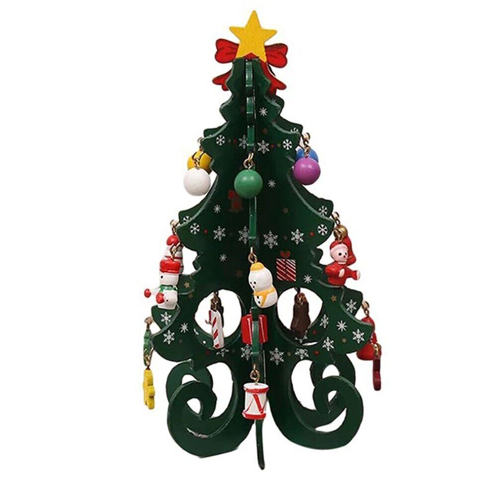 Wooden Christmas Trees UK - Christmas Festive Decoration Wooden Xmas Tree Ornaments Table Top Decor Festive & Franchise - Tophatter Daily Deals