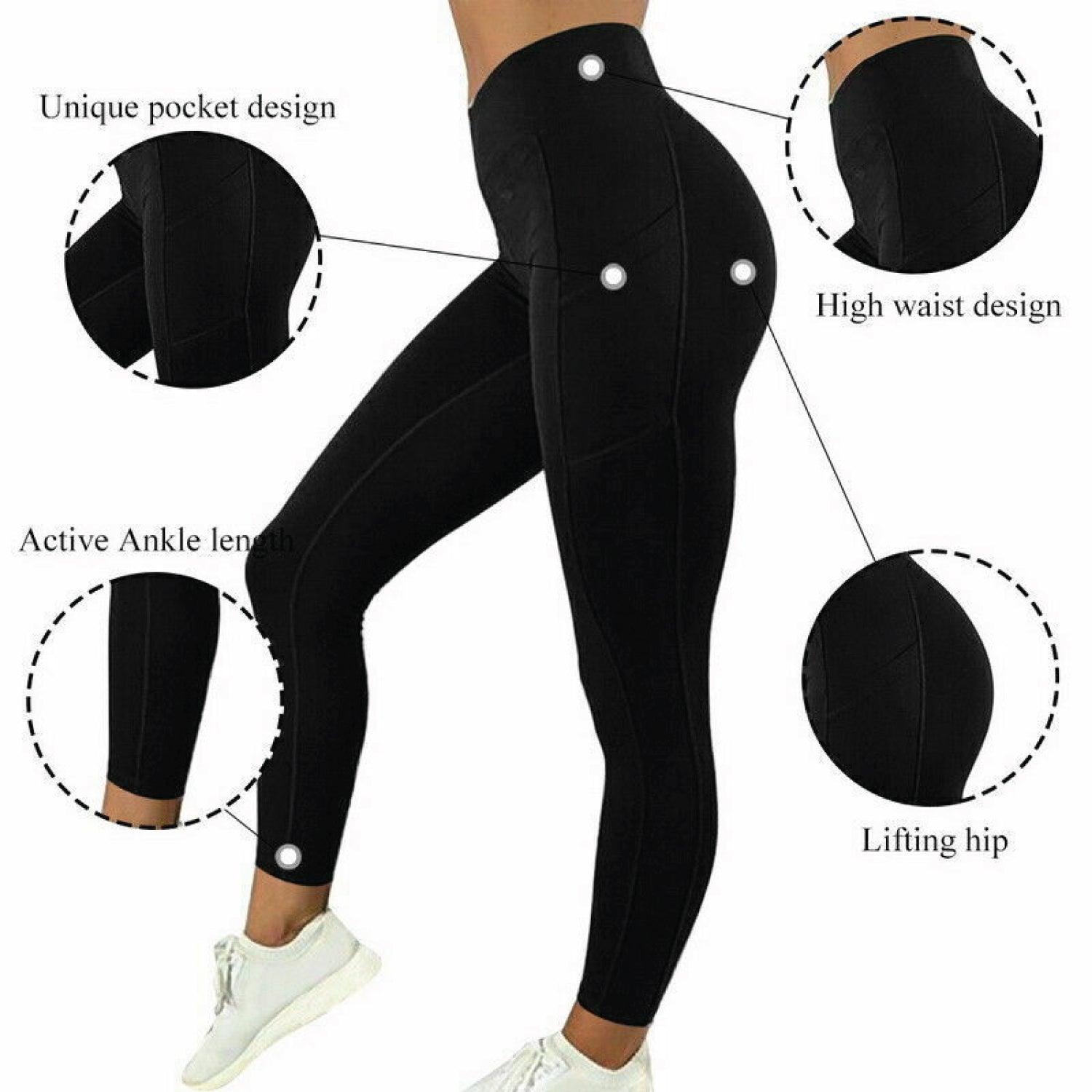 Workout Leggings for Women - Sports & Gym Clothes Ideal for Running, General Fitness Wear and Yoga w/Hidden Pocket Design Clothing - Tophatter Daily Deals