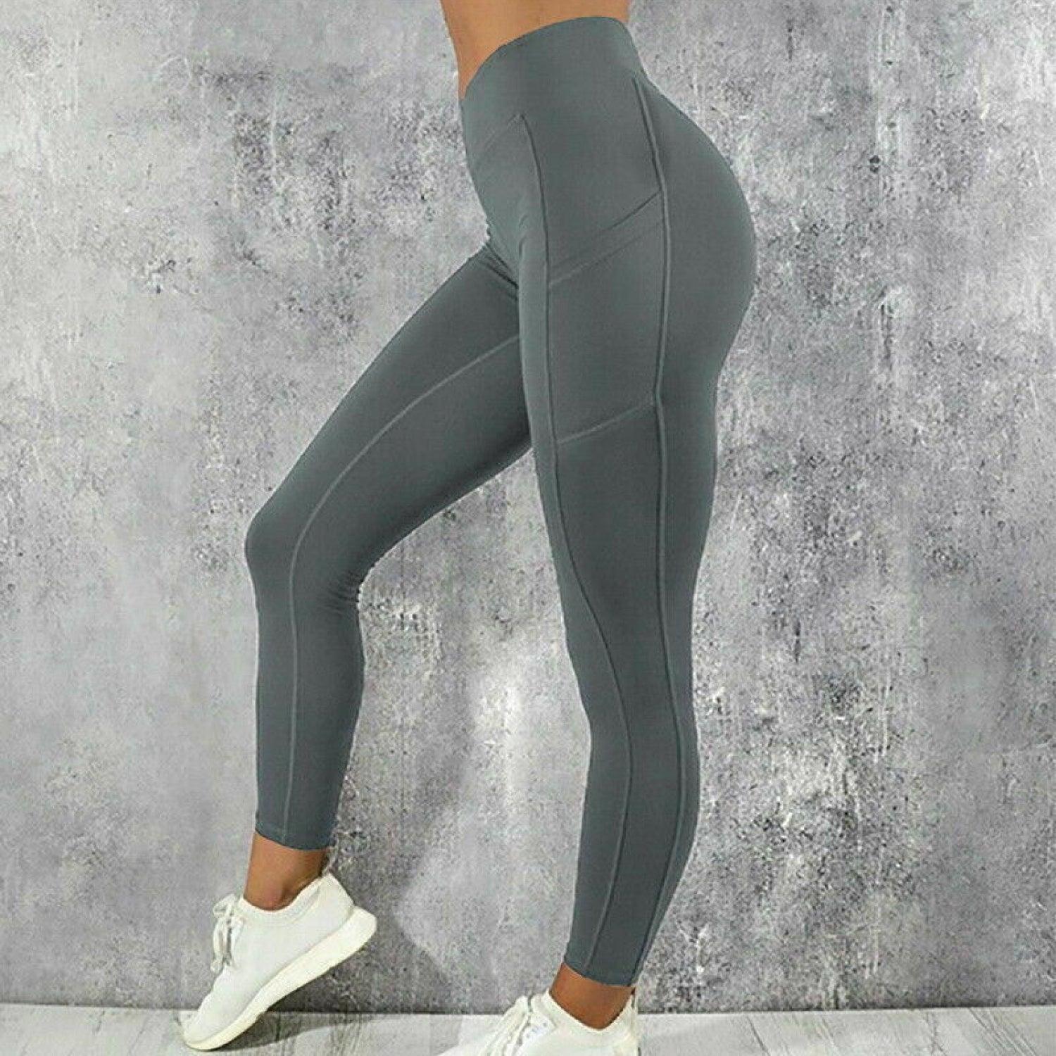 Workout Leggings for Women - Sports & Gym Clothes Ideal for Running, General Fitness Wear and Yoga w/Hidden Pocket Design Grey Clothing - Tophatter Daily Deals