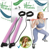 Pilates Exercise Bar - Portable Pilates Bar Kit with Resistance Bands Workout Bar Gym Stick Pink Sports Toys - Tophatter Daily Deals