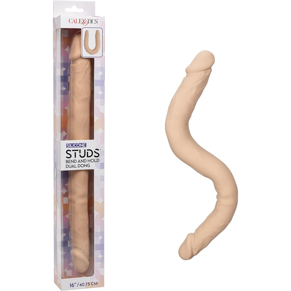Silicone Studs Bend and Hold Dual Dong (Ivory) – 16 Inch Silicone Dong > Dildos > Double Dildos - Tophatter Daily Deals