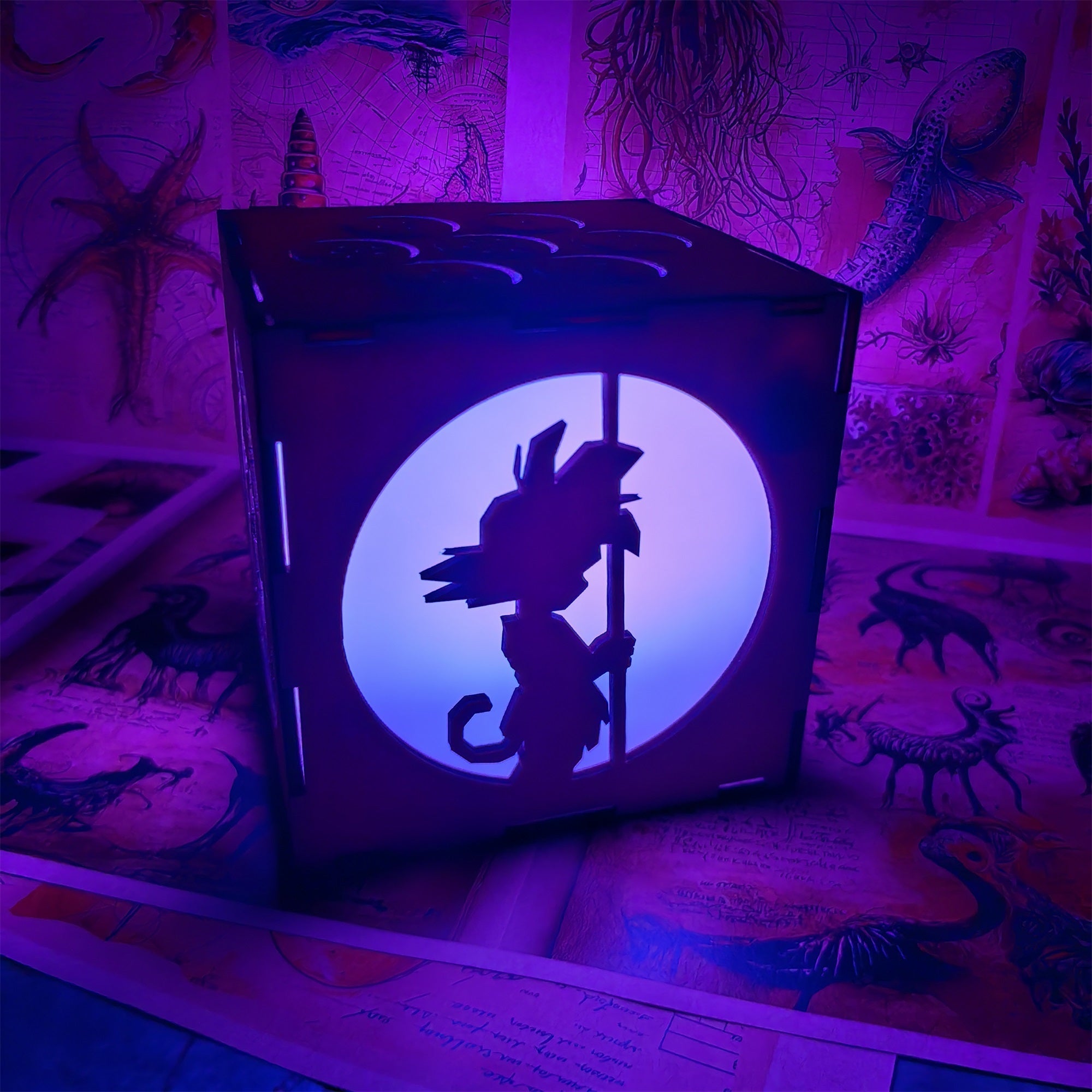 WuKong Monkey King Wood Cube Led Light Desk Decor - Tophatter Daily Deals