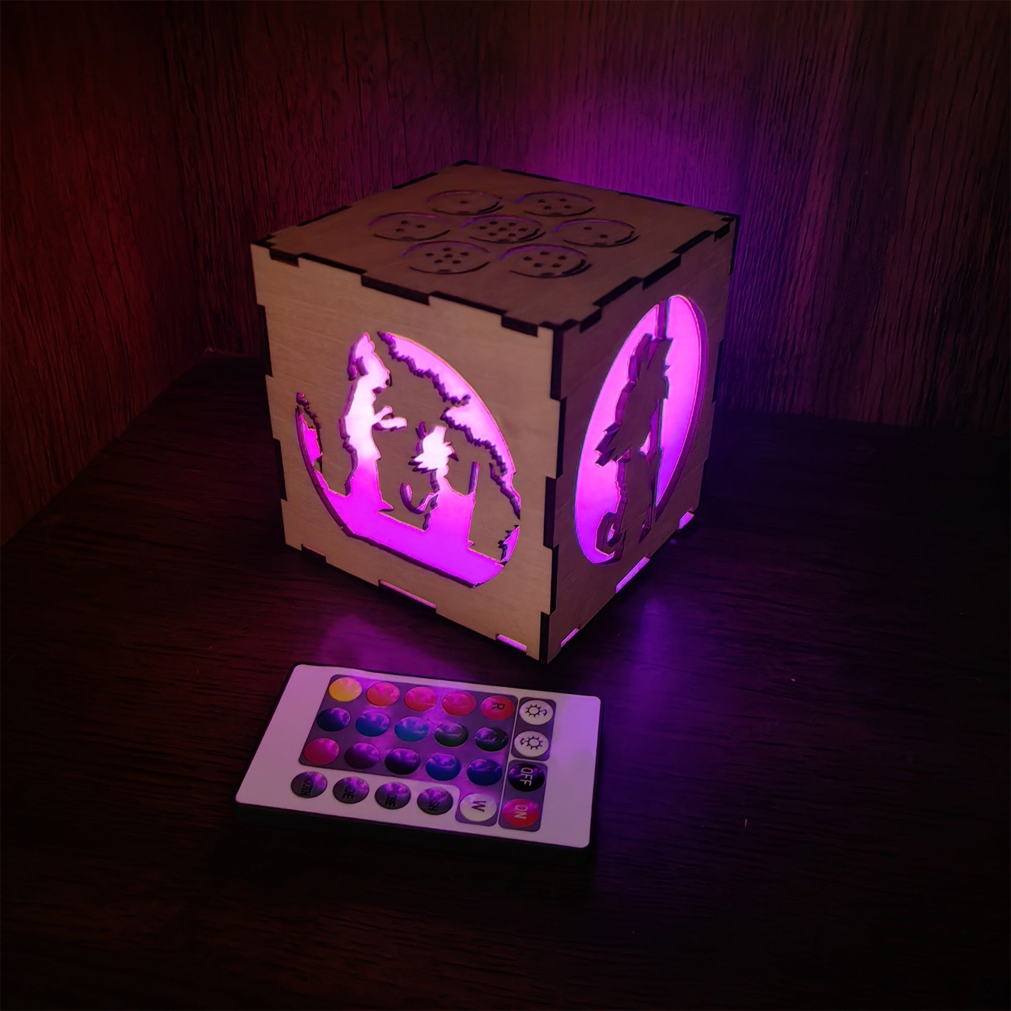 WuKong Monkey King Wood Cube Led Light Desk Decor WuKong Cube Light - Tophatter Daily Deals