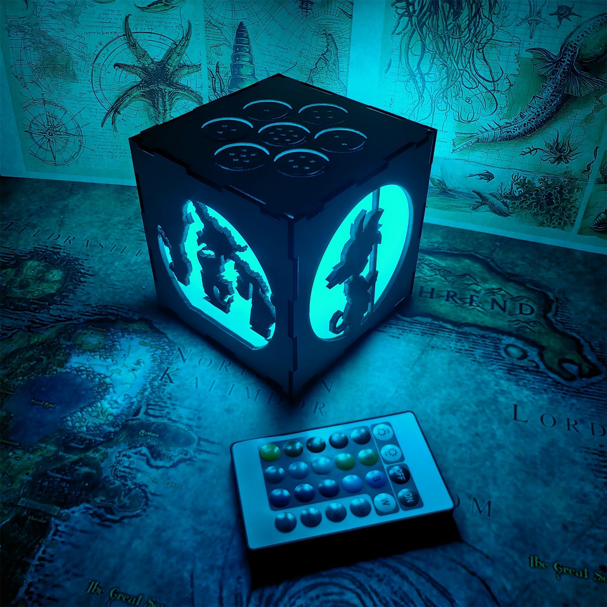 WuKong Monkey King Wood Cube Led Light Desk Decor - Tophatter Daily Deals