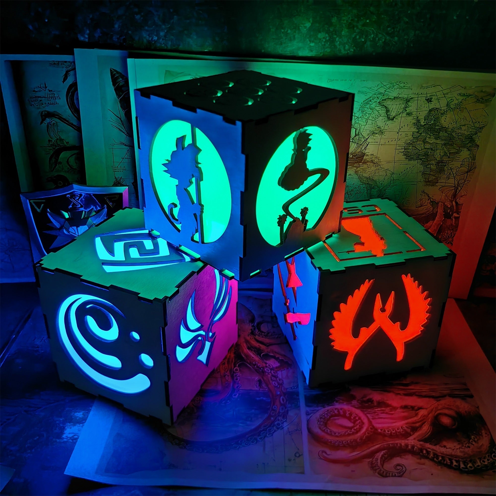 WuKong Monkey King Wood Cube Led Light Desk Decor - Tophatter Daily Deals