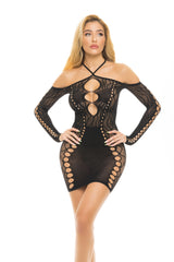 Animal Inside Halter Dress (Black) – Sensual Cutout Mini Dress > Clothes > Dresses and Chemises - Tophatter Daily Deals