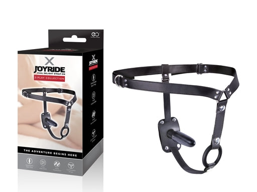 X Joyride 5 Inch Dual Delight Strap-On Black Fully Adjustable Comfortable Straps > Dildos > Strap On Harnesses - Tophatter Daily Deals