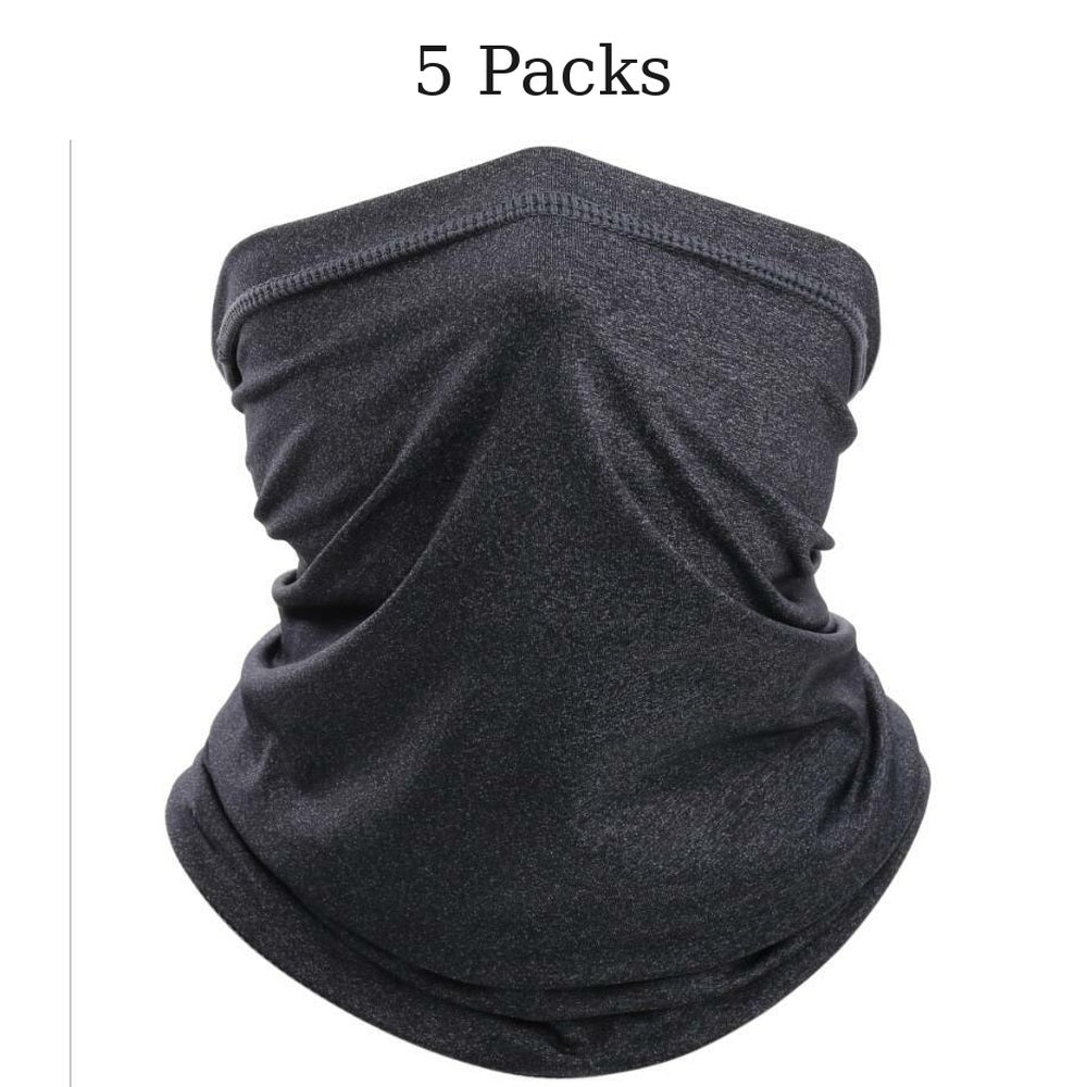Neck Gaiter Face Cover Scarf with UV and Wind Protection 5-Packs Black Neck Gaiter - Tophatter Daily Deals