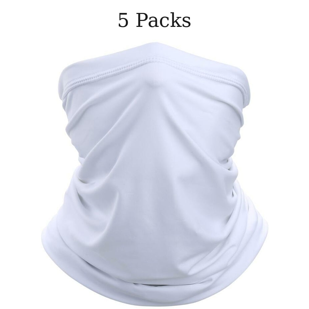 Neck Gaiter Face Cover Scarf with UV and Wind Protection 5-Packs White Neck Gaiter - Tophatter Daily Deals