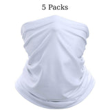 Neck Gaiter Face Cover Scarf with UV and Wind Protection 5-Packs White Neck Gaiter - Tophatter Daily Deals