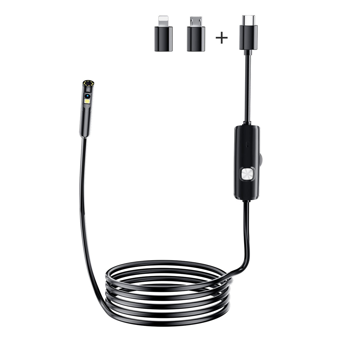 Dual Lens Phone Endoscope, 1920p Inspection Camera with 8 LEDs for iPhone and Android Cameras & Drones - Tophatter Daily Deals