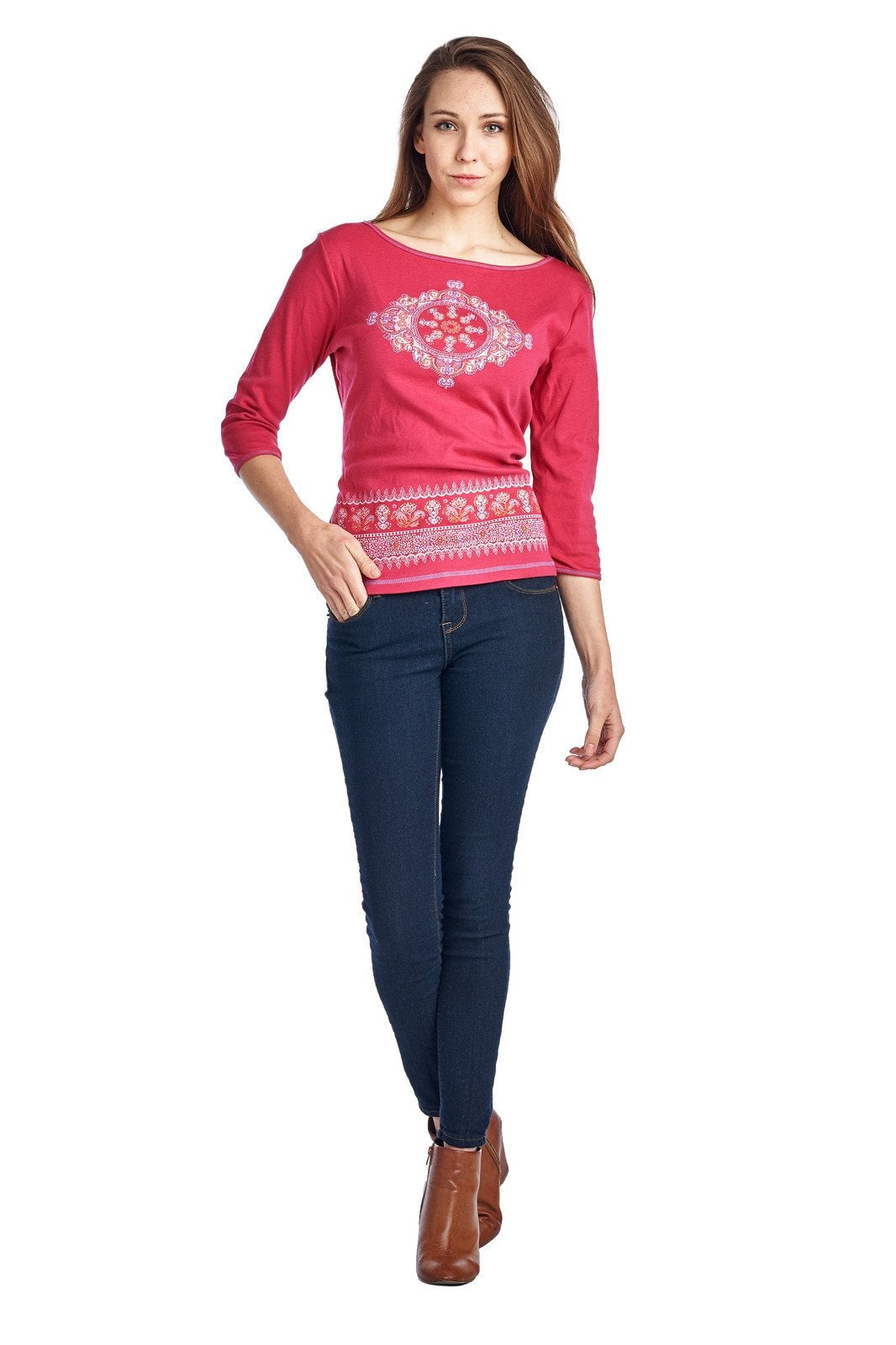 Women's Long Sleeve Open Tie Back Screened Top Pink 5 Tops - Tophatter Daily Deals
