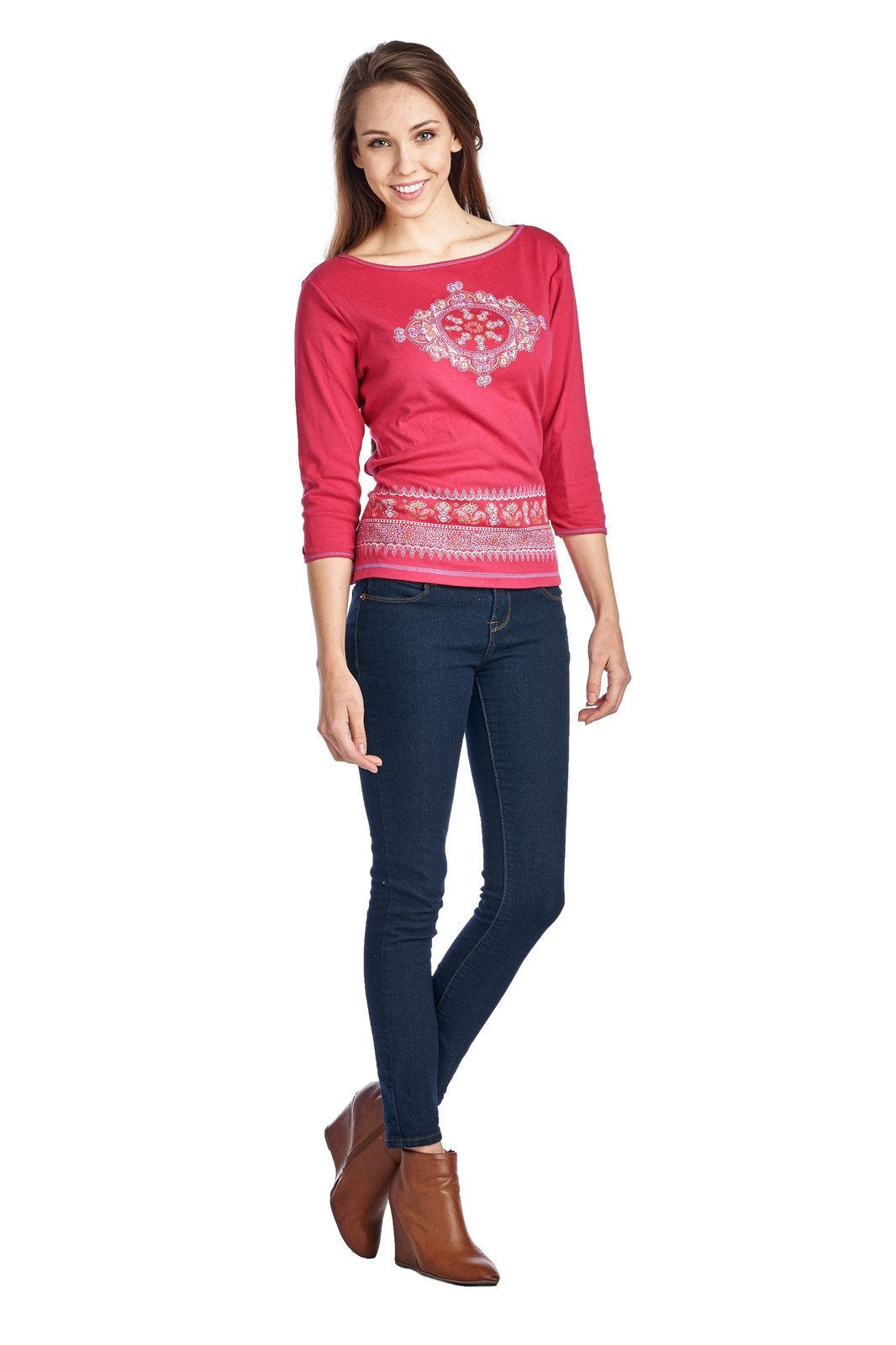 Women's Long Sleeve Open Tie Back Screened Top Tops - Tophatter Daily Deals