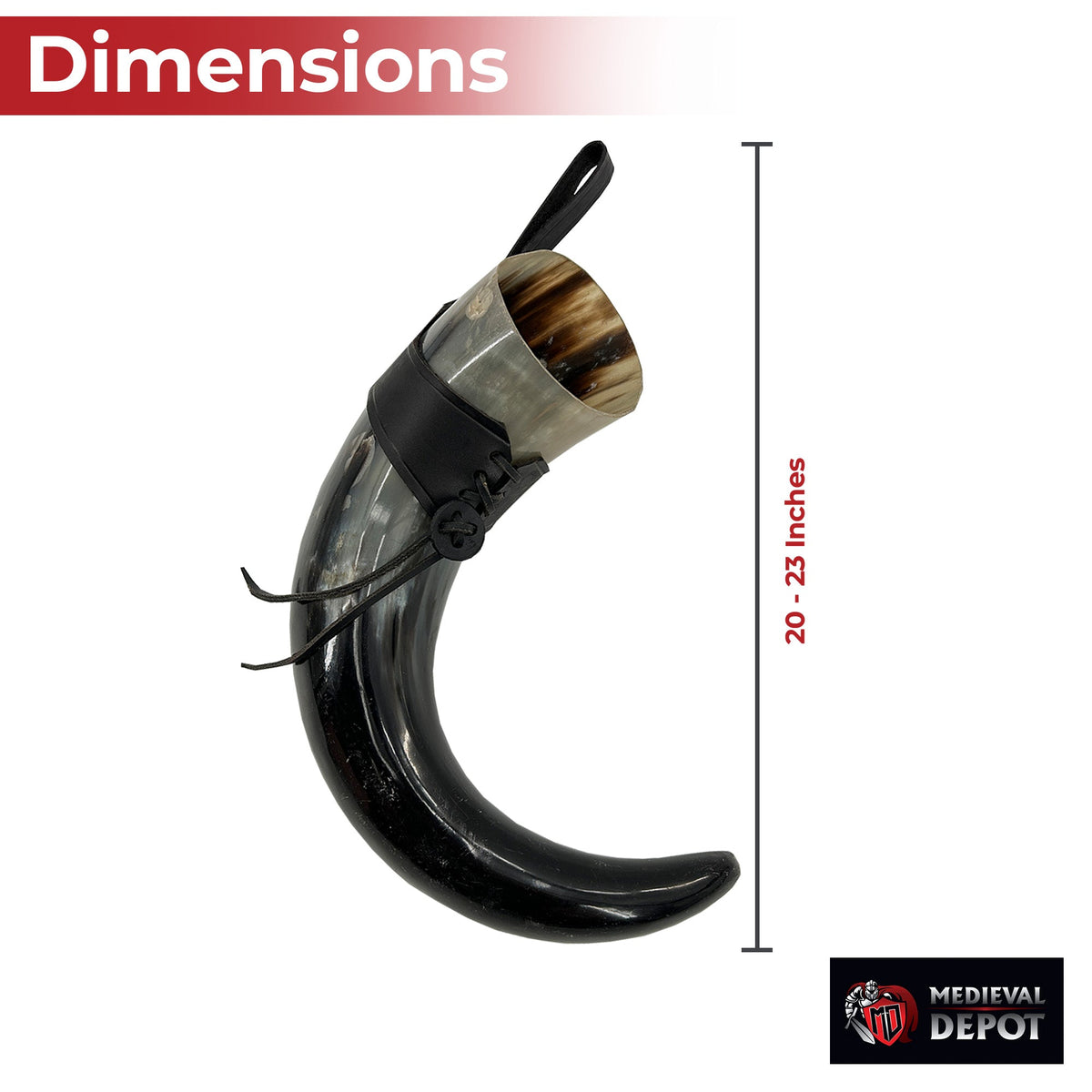 XL Drinking Horn with Black Leather Belt Frog historical period - Tophatter Daily Deals