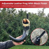 XL Drinking Horn with Black Leather Belt Frog historical period - Tophatter Daily Deals