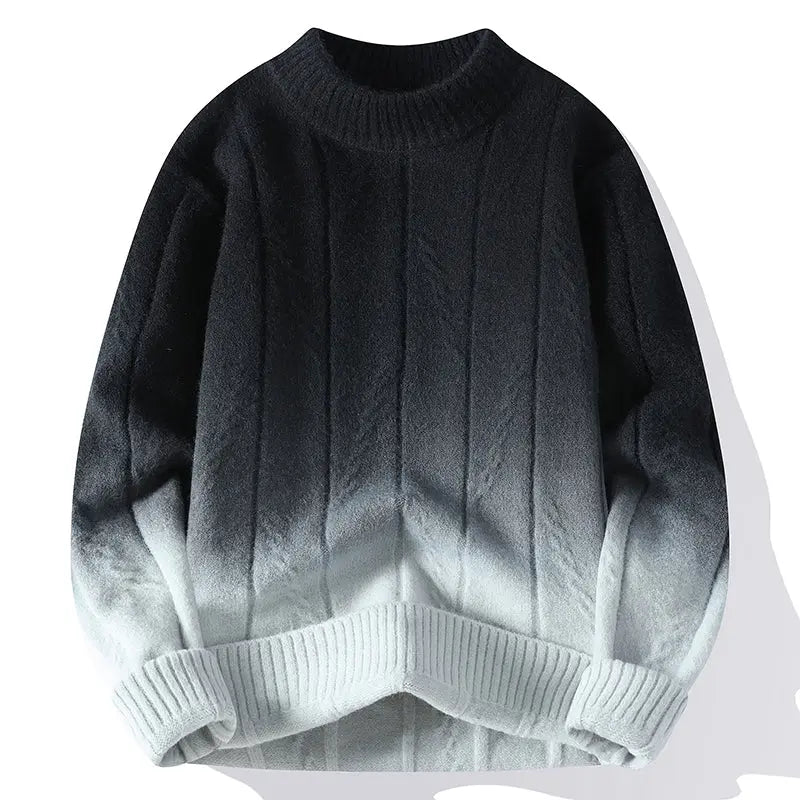 Soft Classic Men's Gradient Knit Sweater - Crewneck Wool Black - Tophatter Daily Deals