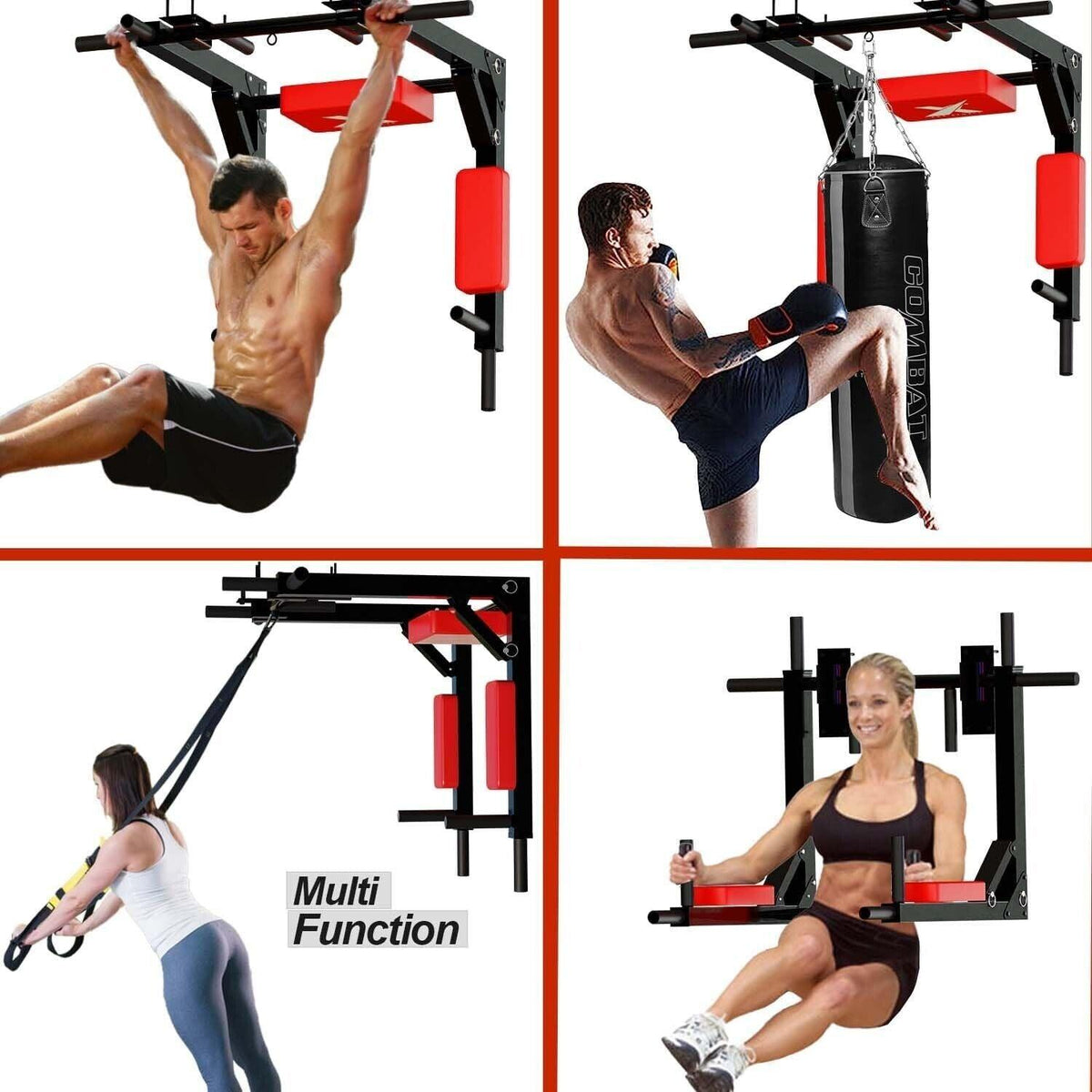 Wall Mounted Pull Up Bar - Multifunctional Wall Mounted Pull Up Bar/Chin Up bar,Dip Station for Indoor Home Gym Workout,Power Tower Set Fitness - Tophatter Daily Deals