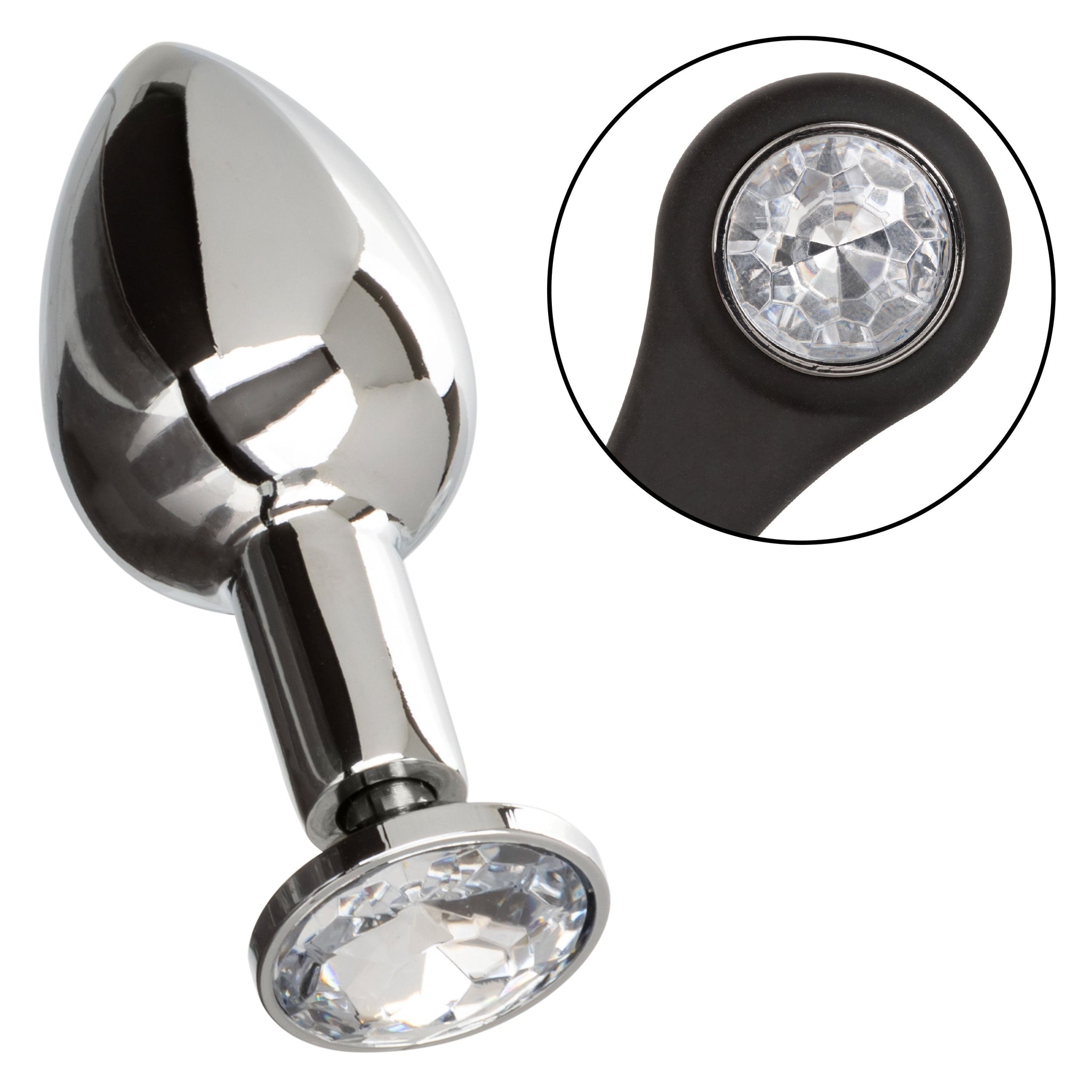 Star Fucker Mini Plug Black Silicone Dual Enhancer with Metal Probe and Sparkling Gem Base > Anal Range > Prostate Plugs - Tophatter Daily Deals