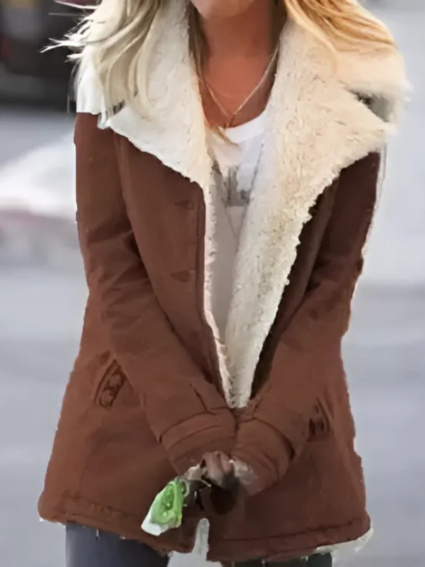 Warm Cozy Women’s Long Winter Coat – Mid-Thigh Shearling - Tophatter Daily Deals