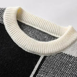 Warm Men’s Sweater - Oversized Check Crewneck, Cotton - Tophatter Daily Deals