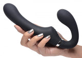 Mighty Rider 10x Vibrating Silicone Strapless Strap On Black Strap Ons - Tophatter Daily Deals