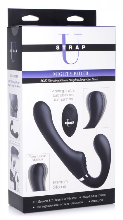 Mighty Rider 10x Vibrating Silicone Strapless Strap On Strap Ons - Tophatter Daily Deals