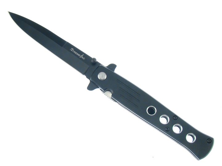 All Black Stiletto Style Spring Assisted Knife - 'Legal Auto Knife' Collectible Weapons - Tophatter Daily Deals