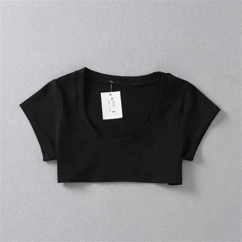 XUANSHOW New Fashion Cotton Crop Top Club Style Ultra Short Sleeves Tees Hot Exposed Breasts Erotic Women Sexy Girl's Tshirt Black - Tophatter Daily Deals