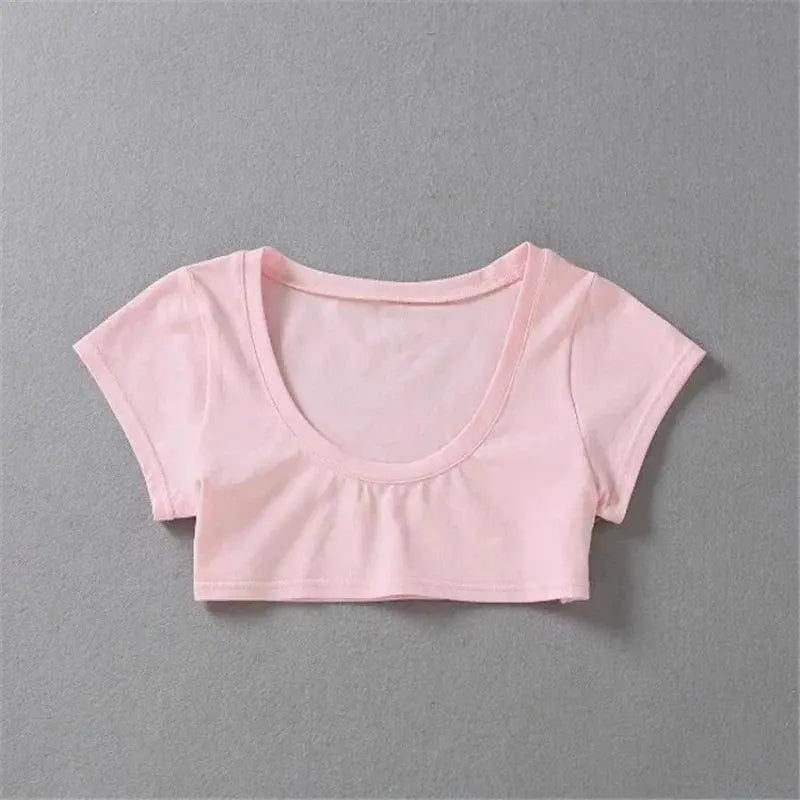 XUANSHOW New Fashion Cotton Crop Top Club Style Ultra Short Sleeves Tees Hot Exposed Breasts Erotic Women Sexy Girl's Tshirt Pink - Tophatter Daily Deals