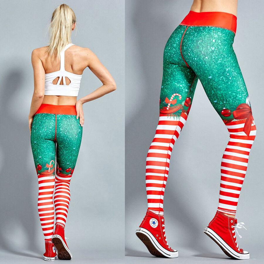 Christmas Running Leggings - Xmas Womens Yoga Gym Sport Leggings Run Fitness Pants Workout Trouser Festive & Franchise - Tophatter Daily Deals