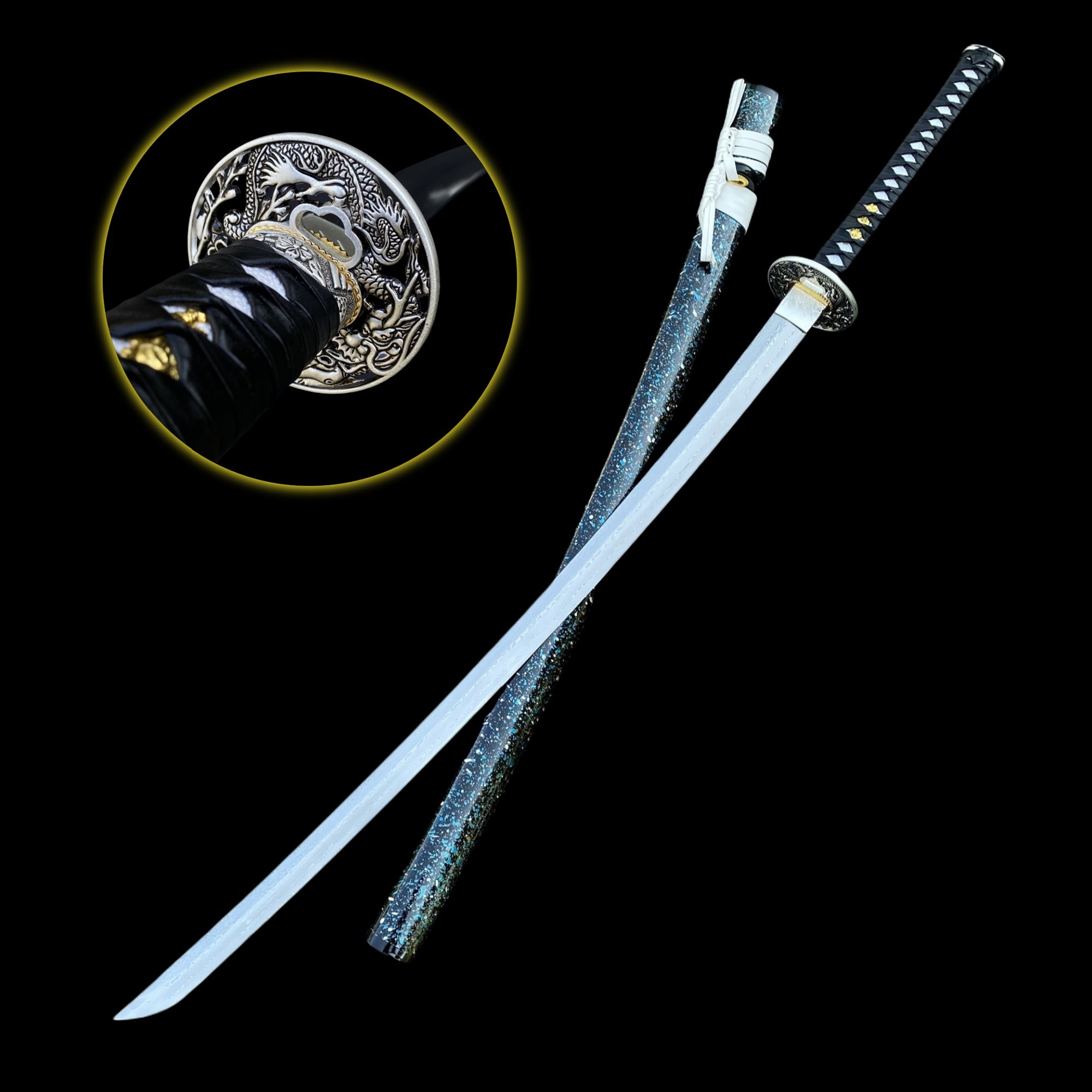 Ice Dragon Katana Damascus Steel Samurai Sword Unedged (Unedged) - Tophatter Daily Deals