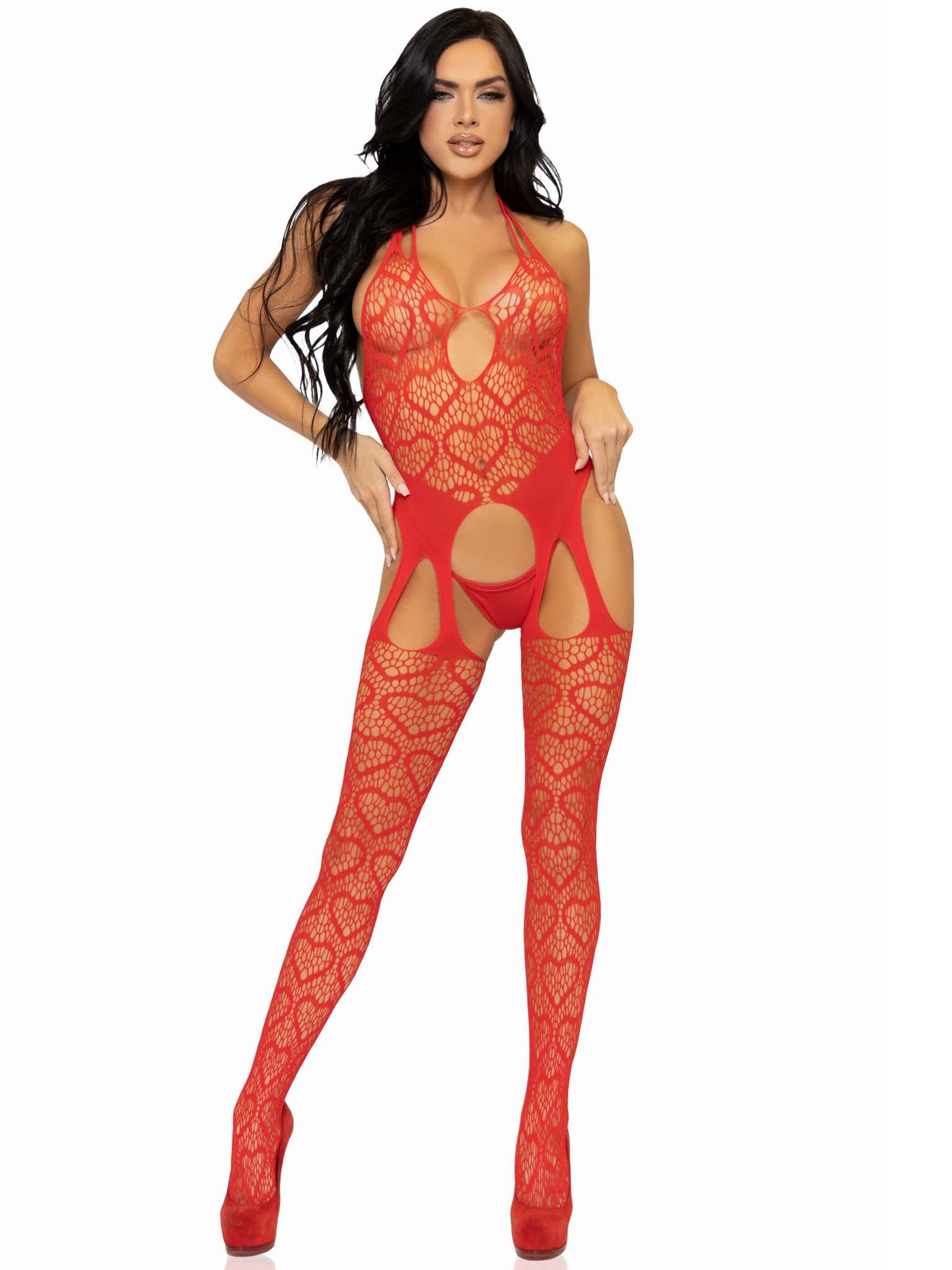 Leg Avenue Net Suspender Body (Red) – Lingerie > Clothes > Bodies and Playsuits - Tophatter Daily Deals