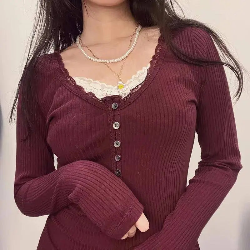 Y2K Button-Up Knitted New Year Christmas Coquette Aesthetic - Tophatter Daily Deals