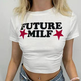 Y2K Clothes Letter Print 2000S Goth Kawaii Harajuku Fairy Grunge Short Top Women T-shirt Summer Fashion Baby Tee E-girl Crop Top ts60011-chunbai - Tophatter Daily Deals