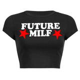 Y2K Clothes Letter Print 2000S Goth Kawaii Harajuku Fairy Grunge Short Top Women T-shirt Summer Fashion Baby Tee E-girl Crop Top ts60011-black - Tophatter Daily Deals