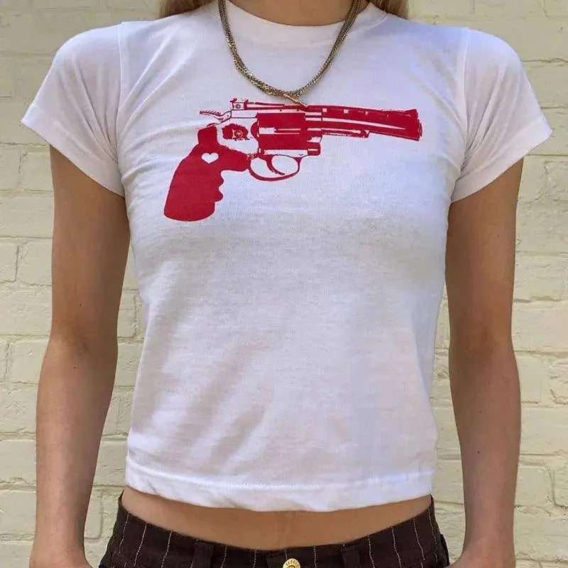Y2K Clothes Letter Print 2000S Goth Kawaii Harajuku Fairy Grunge Short Top Women T-shirt Summer Fashion Baby Tee E-girl Crop Top ts00058-chunbai - Tophatter Daily Deals