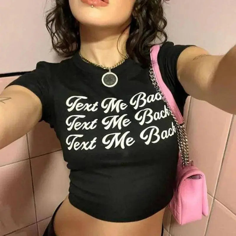 Y2K Clothes Letter Print 2000S Goth Kawaii Harajuku Fairy Grunge Short Top Women T-shirt Summer Fashion Baby Tee E-girl Crop Top - Tophatter Daily Deals