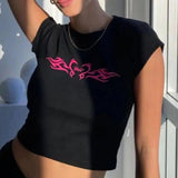 Y2K Clothes Letter Print 2000S Goth Kawaii Harajuku Fairy Grunge Short Top Women T-shirt Summer Fashion Baby Tee E-girl Crop Top - Tophatter Daily Deals