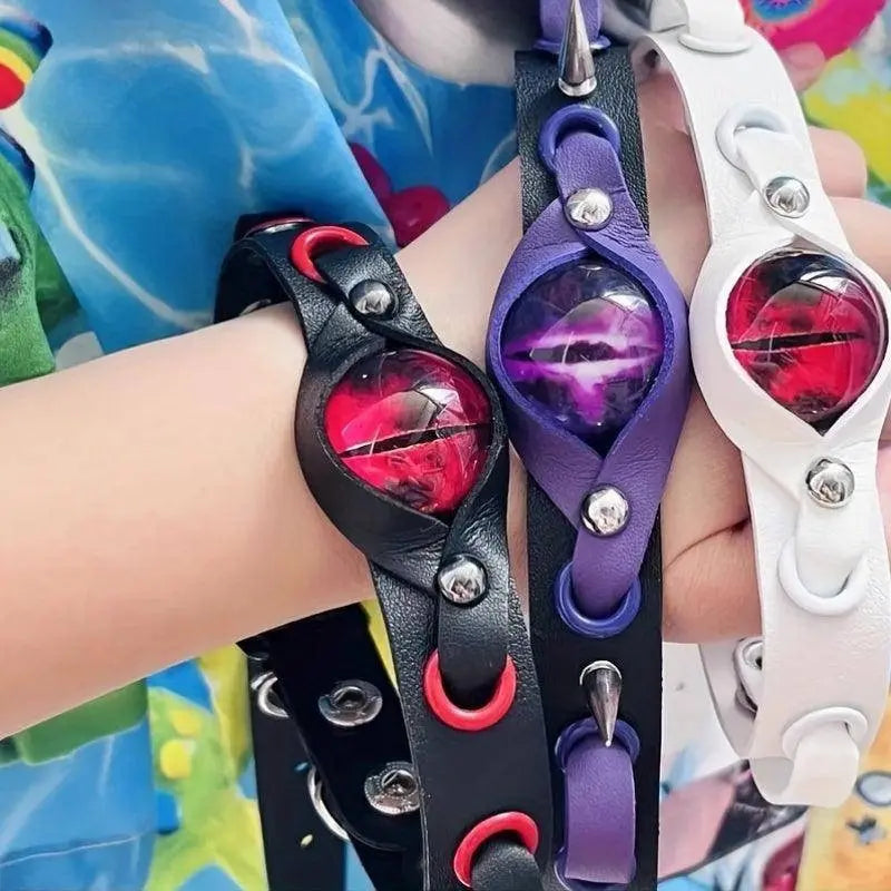 Y2K Eye-Shaped Choker Necklace - Fashionable Punk Hip-Hop Statement Collar, PU Leather, Unisex Accessory for Daily Wear and Gifting - Tophatter Daily Deals