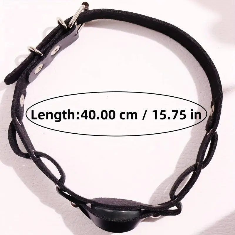 Y2K Eye-Shaped Choker Necklace - Fashionable Punk Hip-Hop Statement Collar, PU Leather, Unisex Accessory for Daily Wear and Gifting - Tophatter Daily Deals