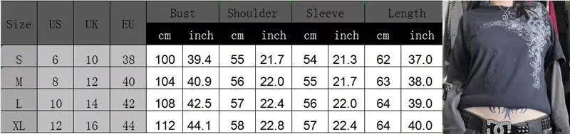 Y2K Grunge Emo Vintage T-shirt 2000s Cross Cyber Goth Patchwork Long Sleeve Tees E-girl Gothic Harajuku Loose Tops Women Men - Tophatter Daily Deals