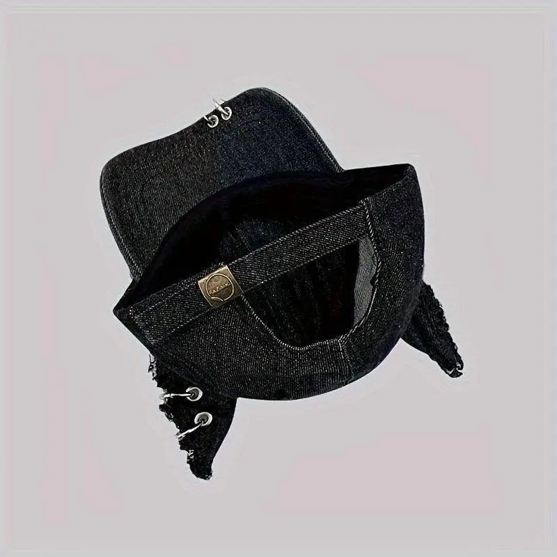 Y2K-Inspired Distressed Denim Baseball Cap with 3D Ears - Adjustable, Lightweight & Sun-Protective for Women - Tophatter Daily Deals